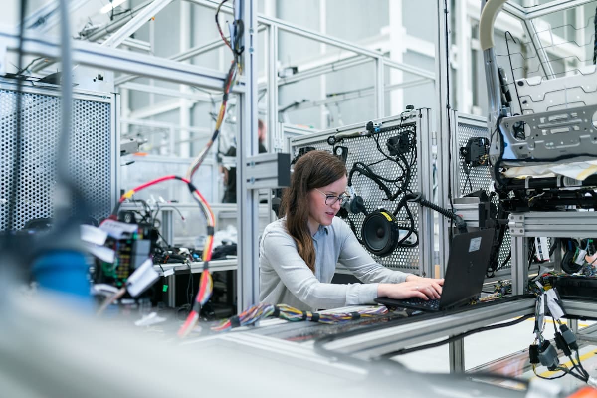 Engineer working on a production floor