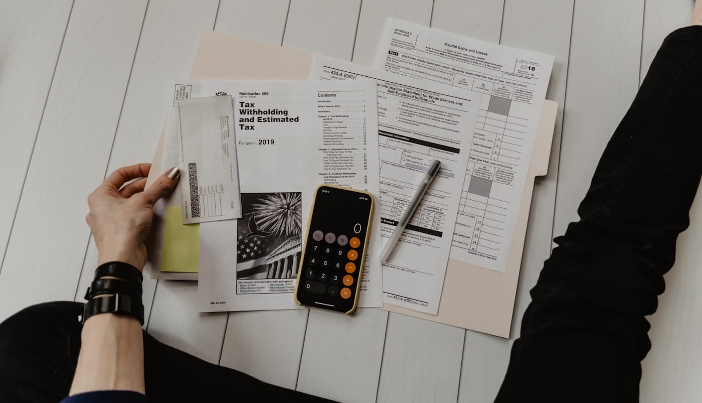 Tax documents on a table